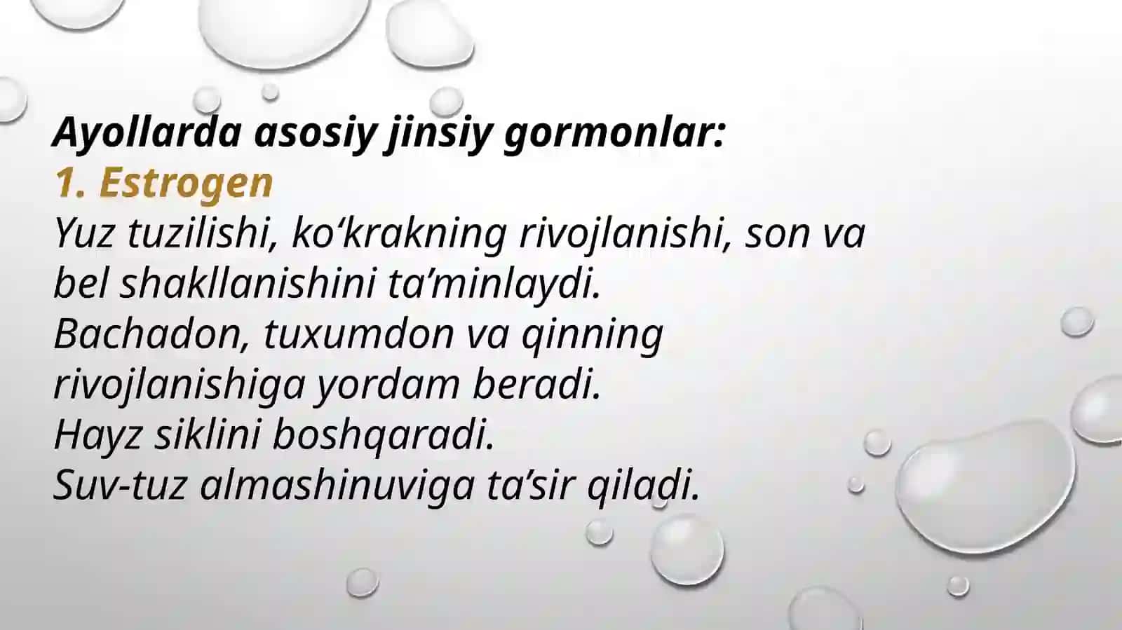 JINSIY GORMONLAR. AYOLLAR REPRODUKTIV SIKLI 4