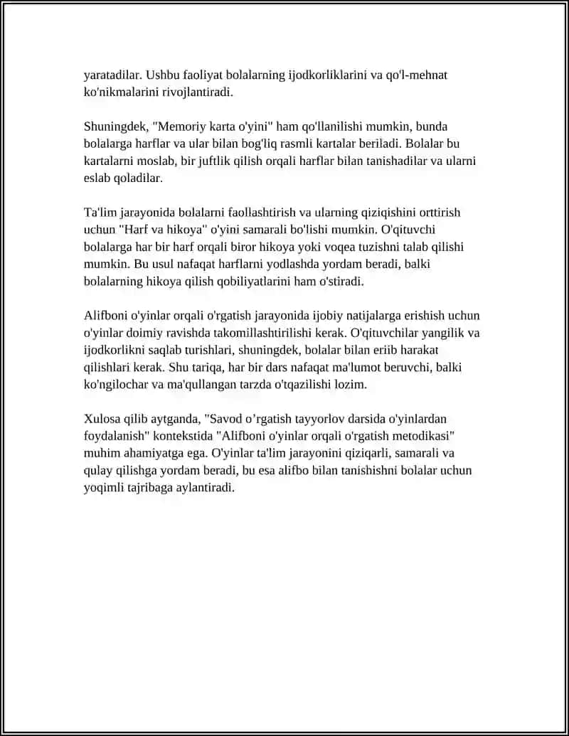 SAVOD O’RGATISH TAYYORLOV DARSIDA O’YINLARDAN FOYDALANISH 4