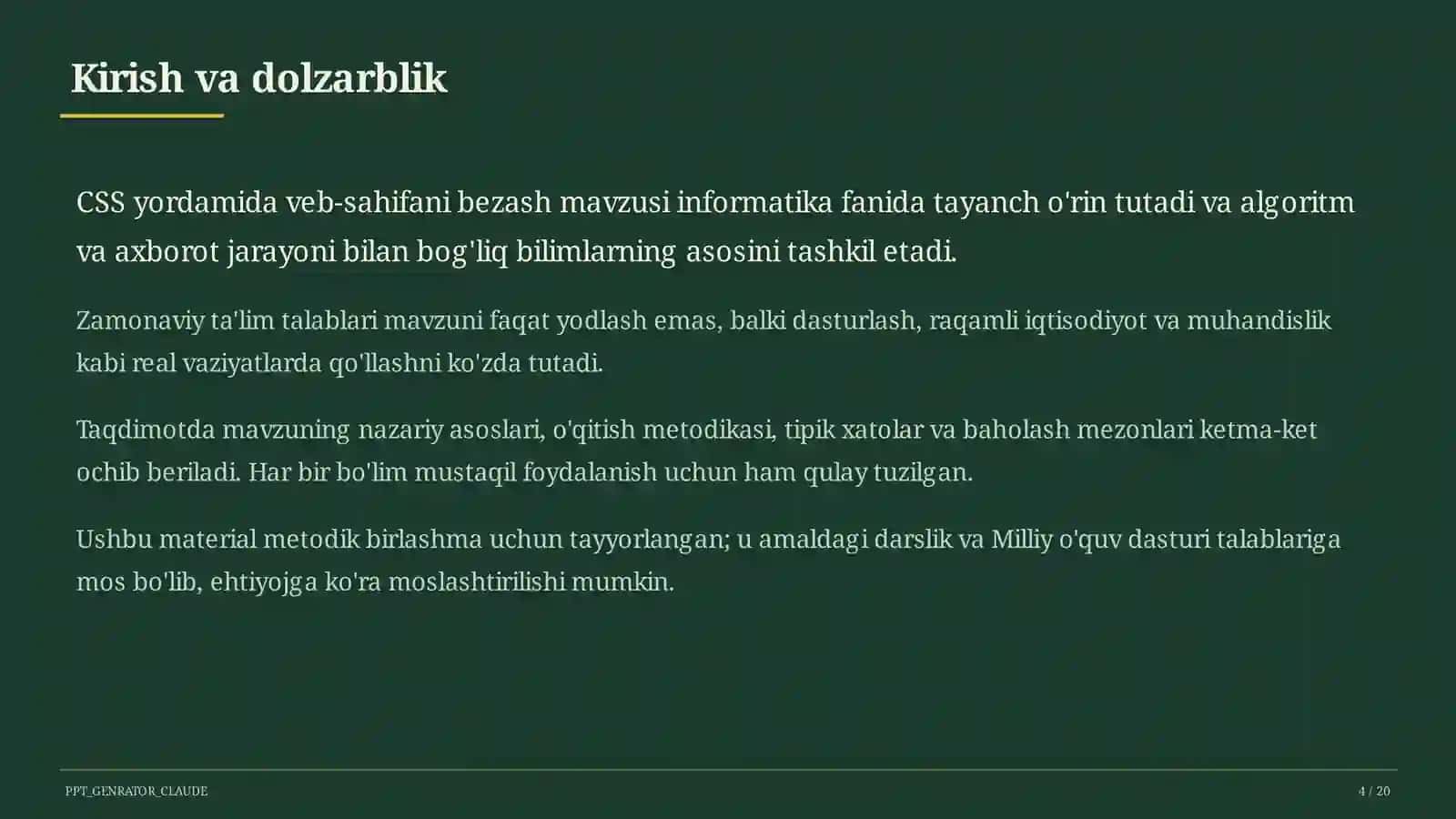 Informatika va axborot texnologiyalari (5–11) — metodik birlashma uchun 4