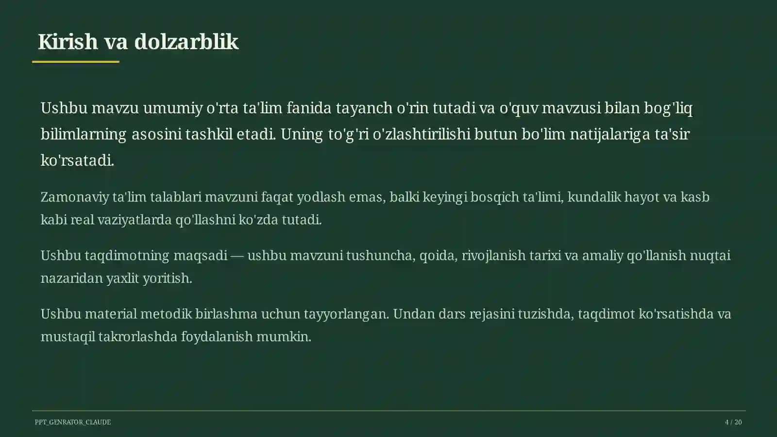 Dolzarb mavzular — maktab va o'qituvchilar (2026) 4