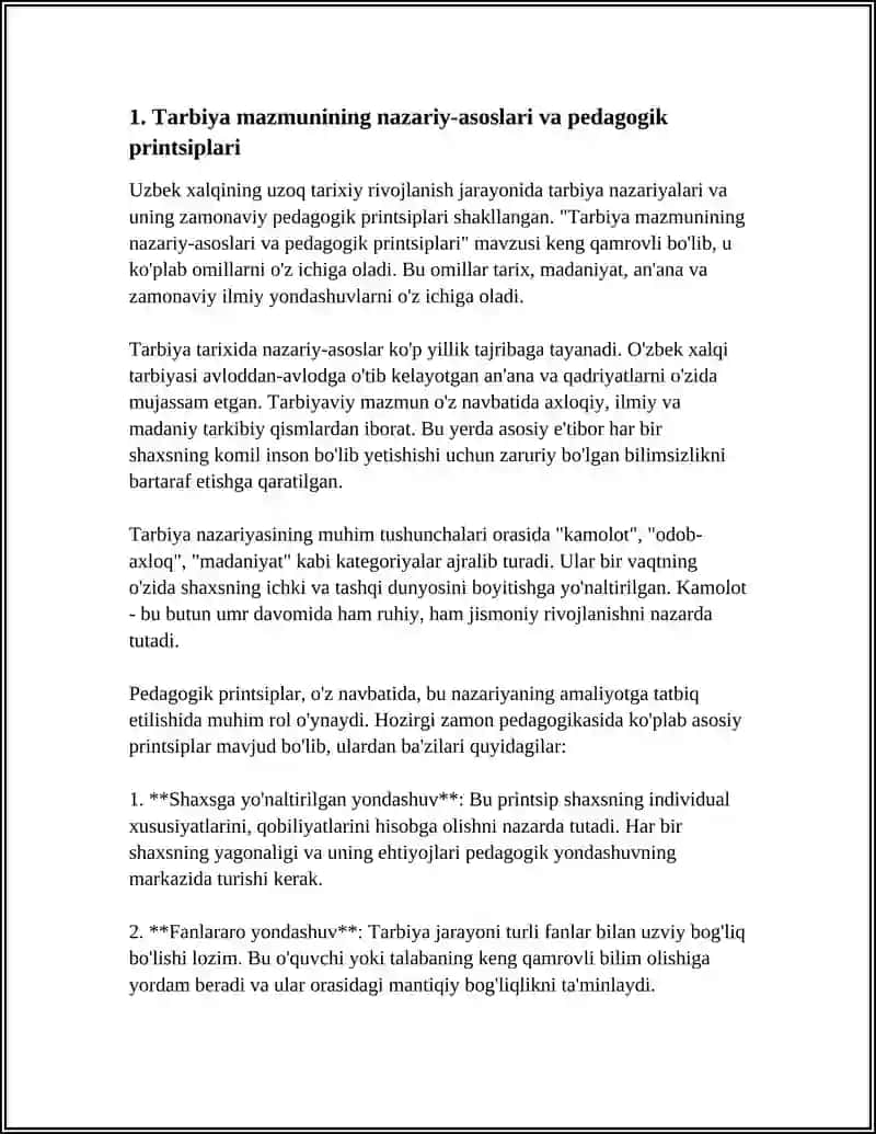 PEDAGOGIK JARAYONDA TARBIYANING MAZMUNI, SHAKLLARI VA METODLARI 4