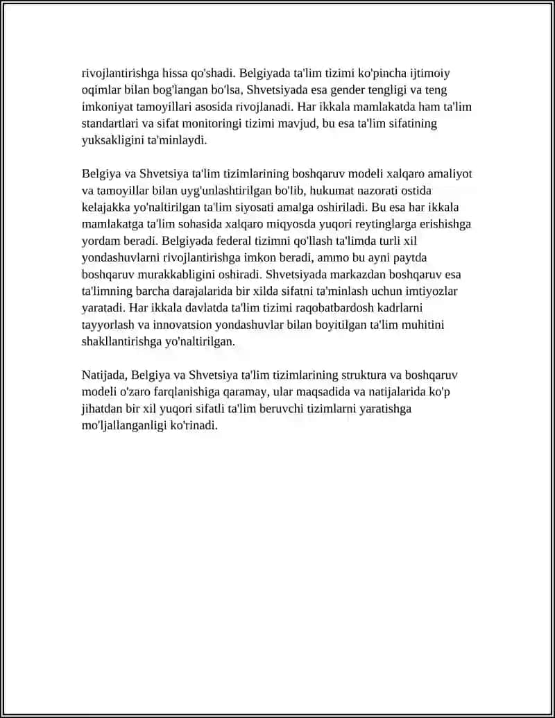 BELGIYA VA SHVETSIYA DAVLATLARI TALIM TIZIMIGA KOMPRATIVISTIK TAHLILI 4