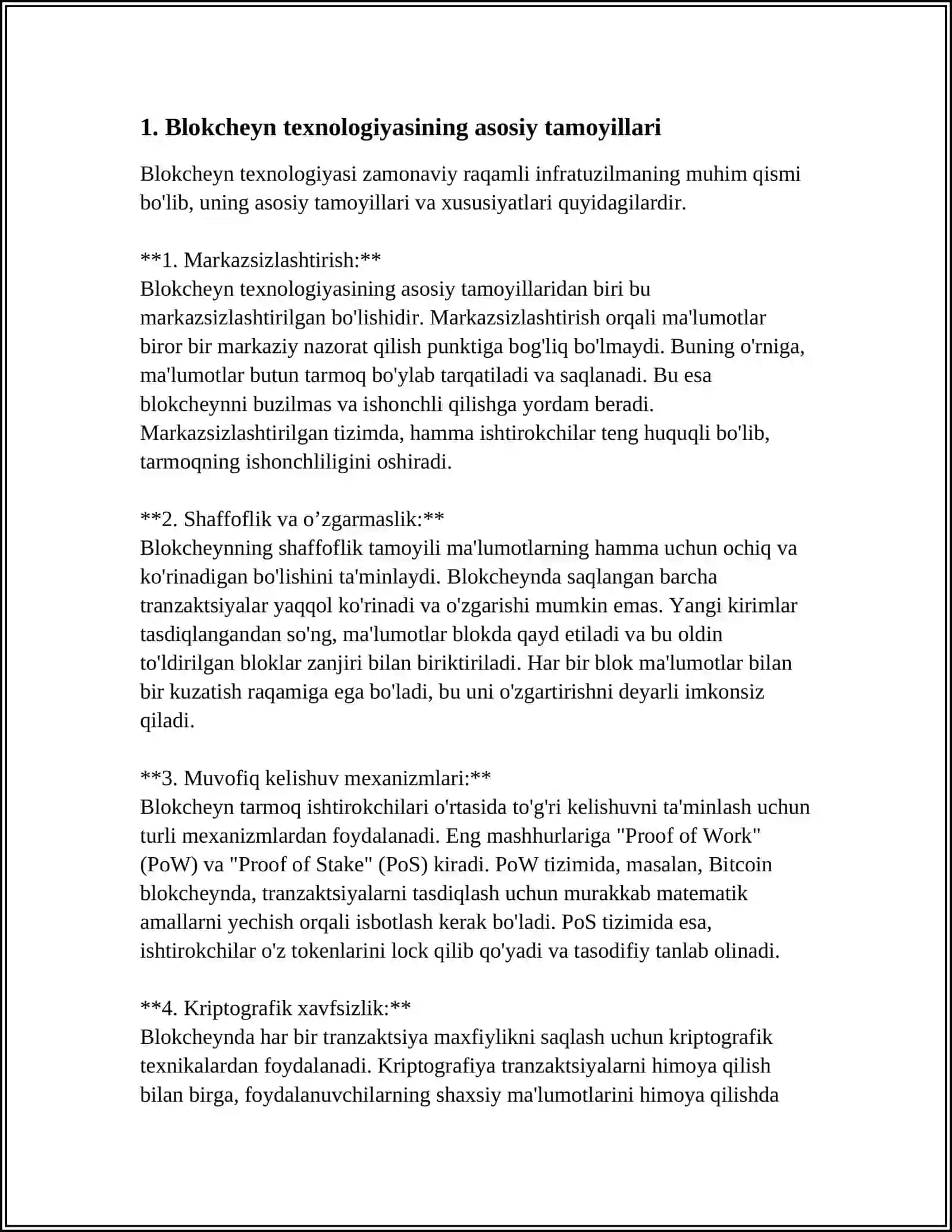 Blokcheyn texnologiyasining asosiy tamoyillari 4