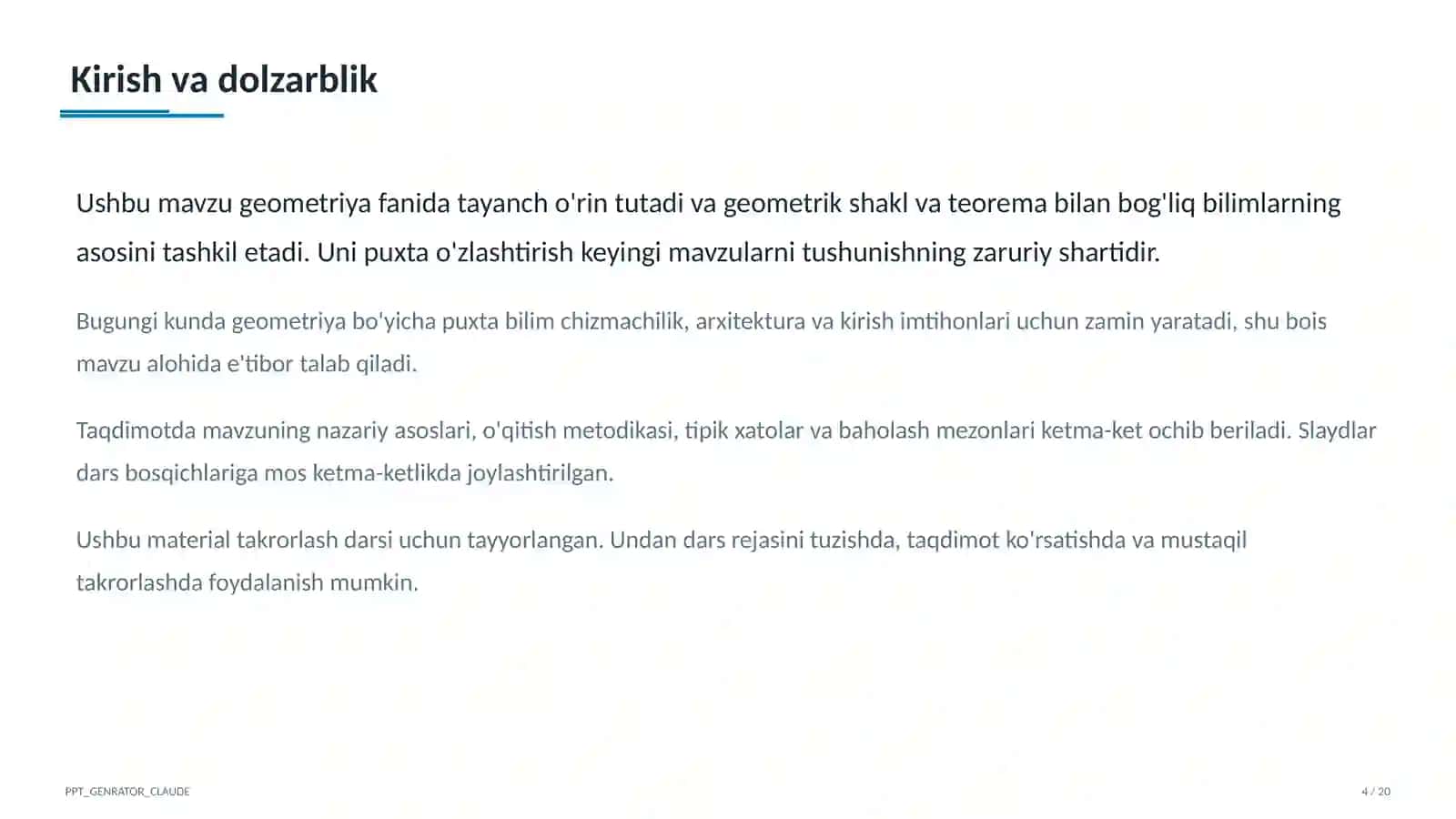 Koordinatalar metodi: to'g'ri chiziq va aylana tenglamalari (9-sinf) 4