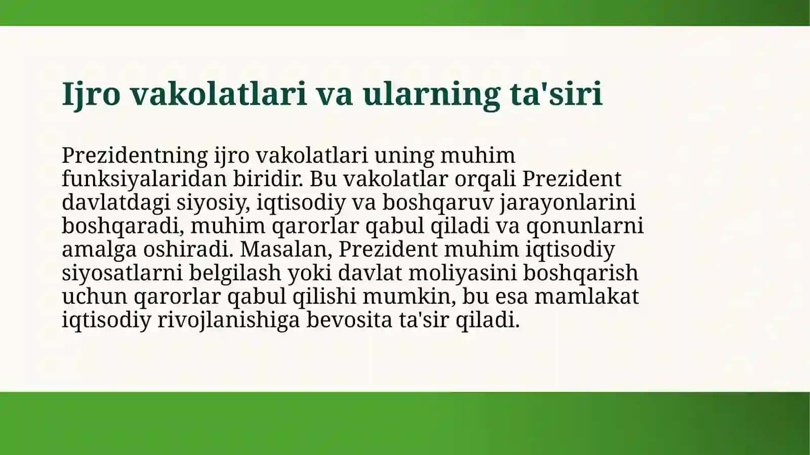 Ozbekiston Respublikasi Prezidentining vakolatalari va qabul qiladigan normativ-huquqiy hujjatlari 4