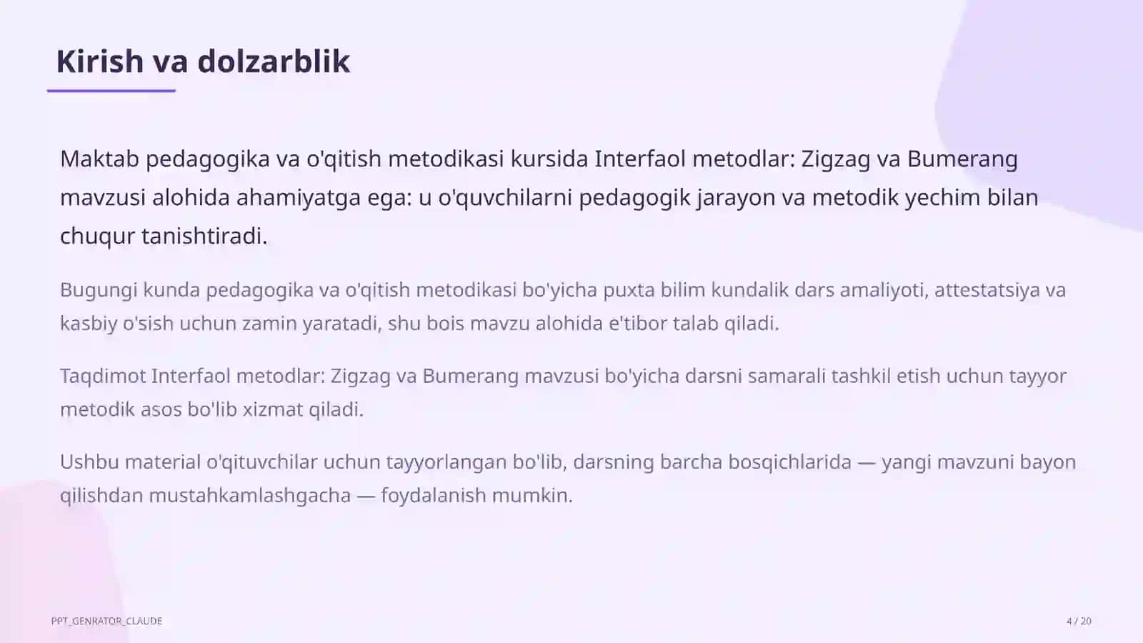 Interfaol metodlar: Zigzag va Bumerang 4