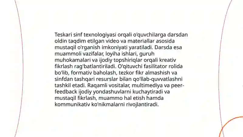 Kreativ pedagogika fanini óqitishda pedagogik texnologilardan foydalanish 4