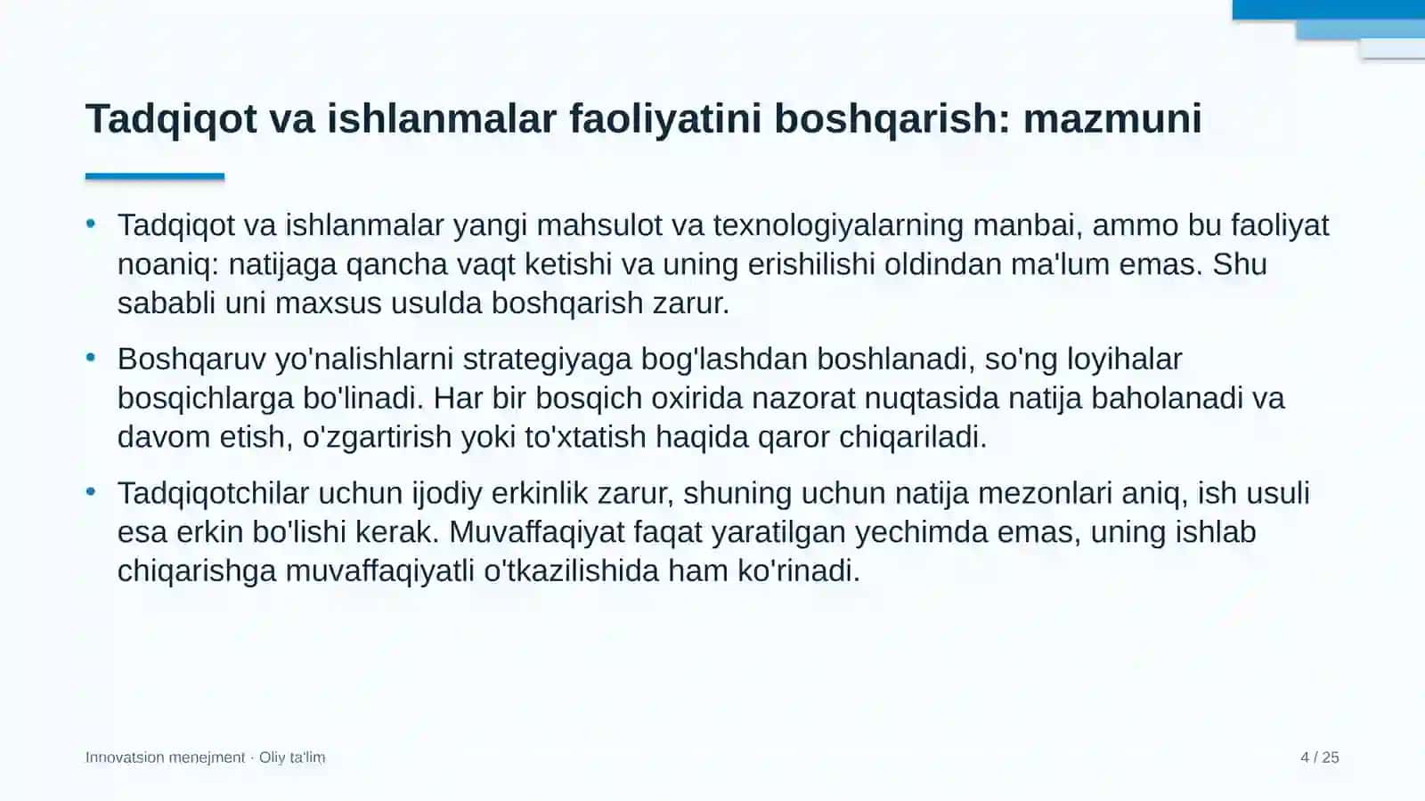 Kollejlarda tadqiqot va ishlanmalar faoliyatini boshqarish 4