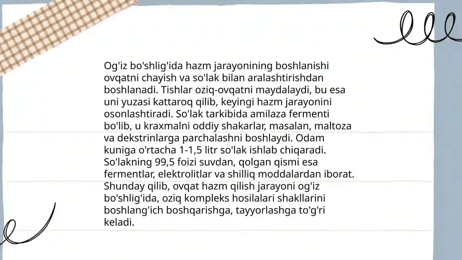 Og'izda boshlanuvchi ovqat hazm qilish jarayonining fiziologiyasi 4