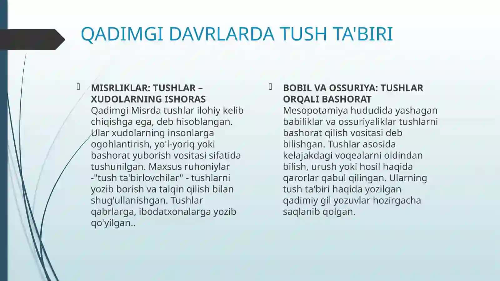 Tush tabirini aytishda tarixiy va zamonaviy yondashuvlar. 4