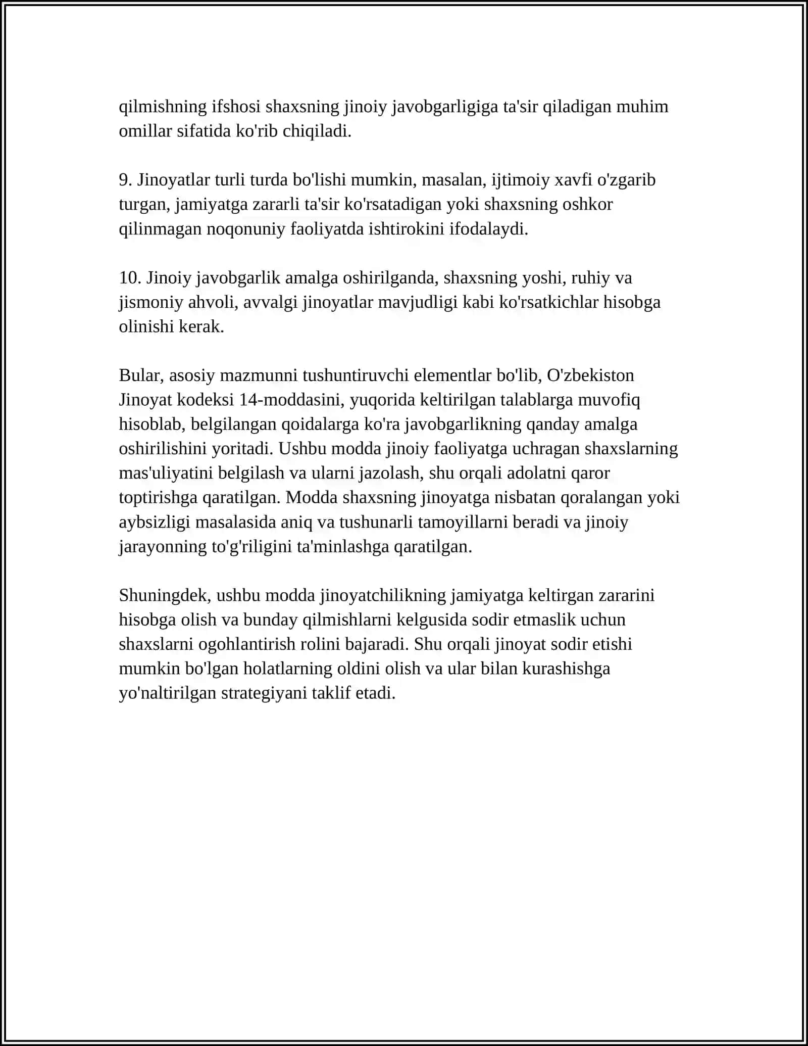 JINOYAT KODEKSI 14 MODDASI 4