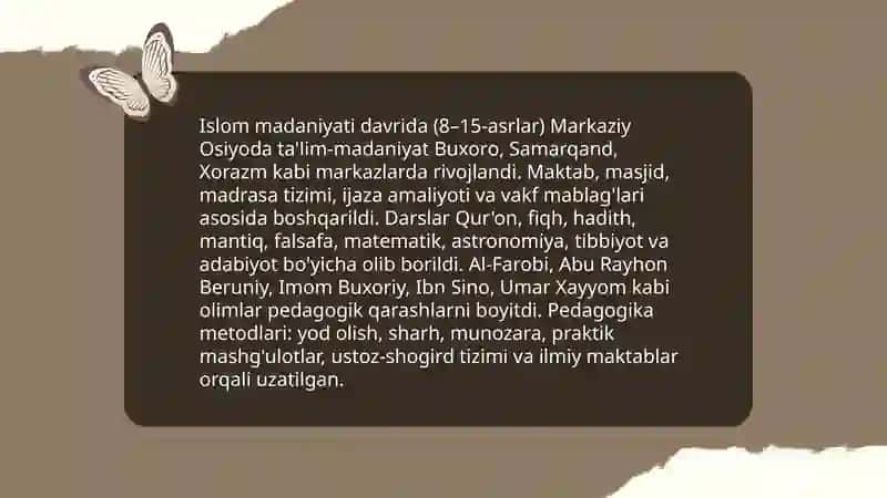 Primitiv jamiyatdan feodalizmgacha: ta'lim-tarbiya va maorifni pedagogik fikrlarning ildizlari 4