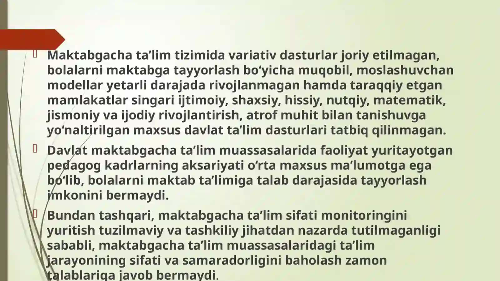 Mustaqillik yillarida maktabgacha ta`lim tizimini rivojlantirish tamoyillari va asosiy yo`nalishlari 4