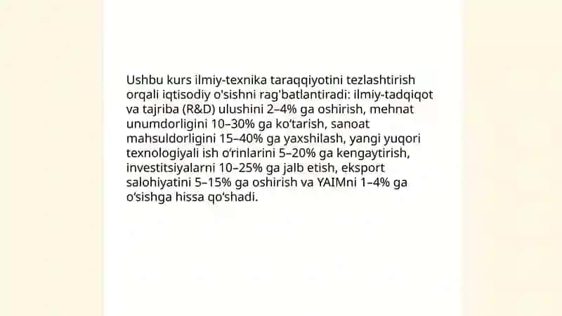 Iqtisodiyotni Jadallashtirish 4
