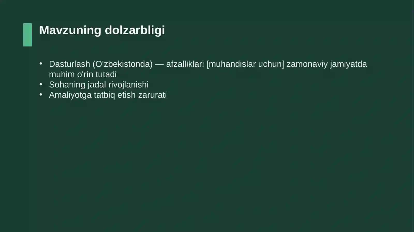 Dasturlash (O'zbekistonda) — afzalliklari [muhandislar uchun] 4