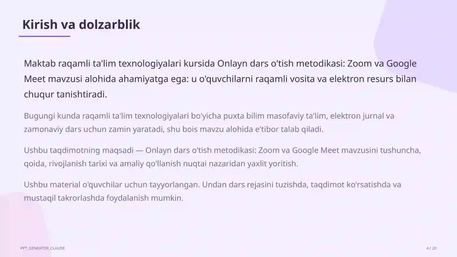 Onlayn dars o'tish metodikasi: Zoom va Google Meet 4