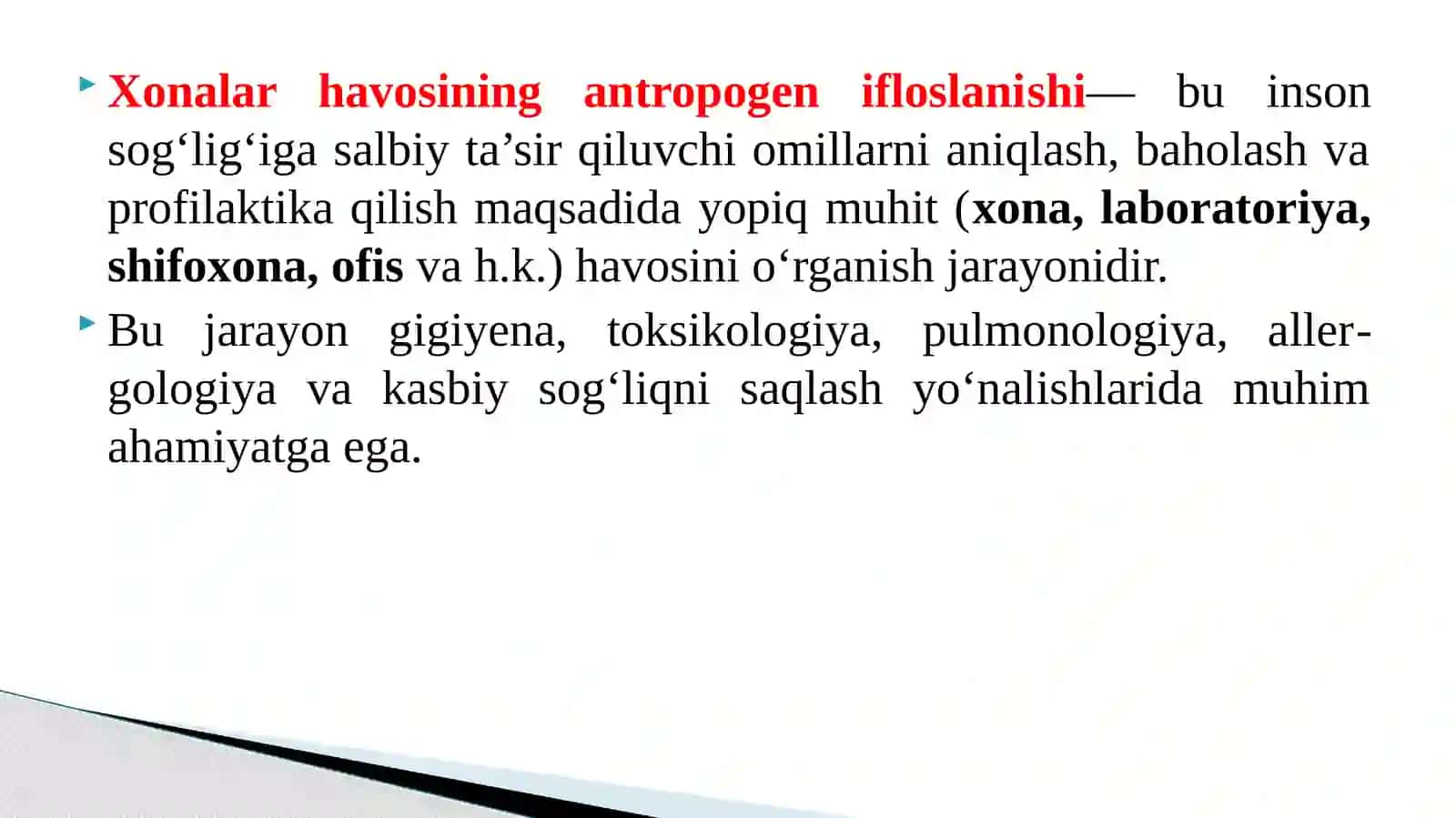 Fan: Gigiyena. Tibbiy ekologiya Amaliy mashg'ulot-3 4