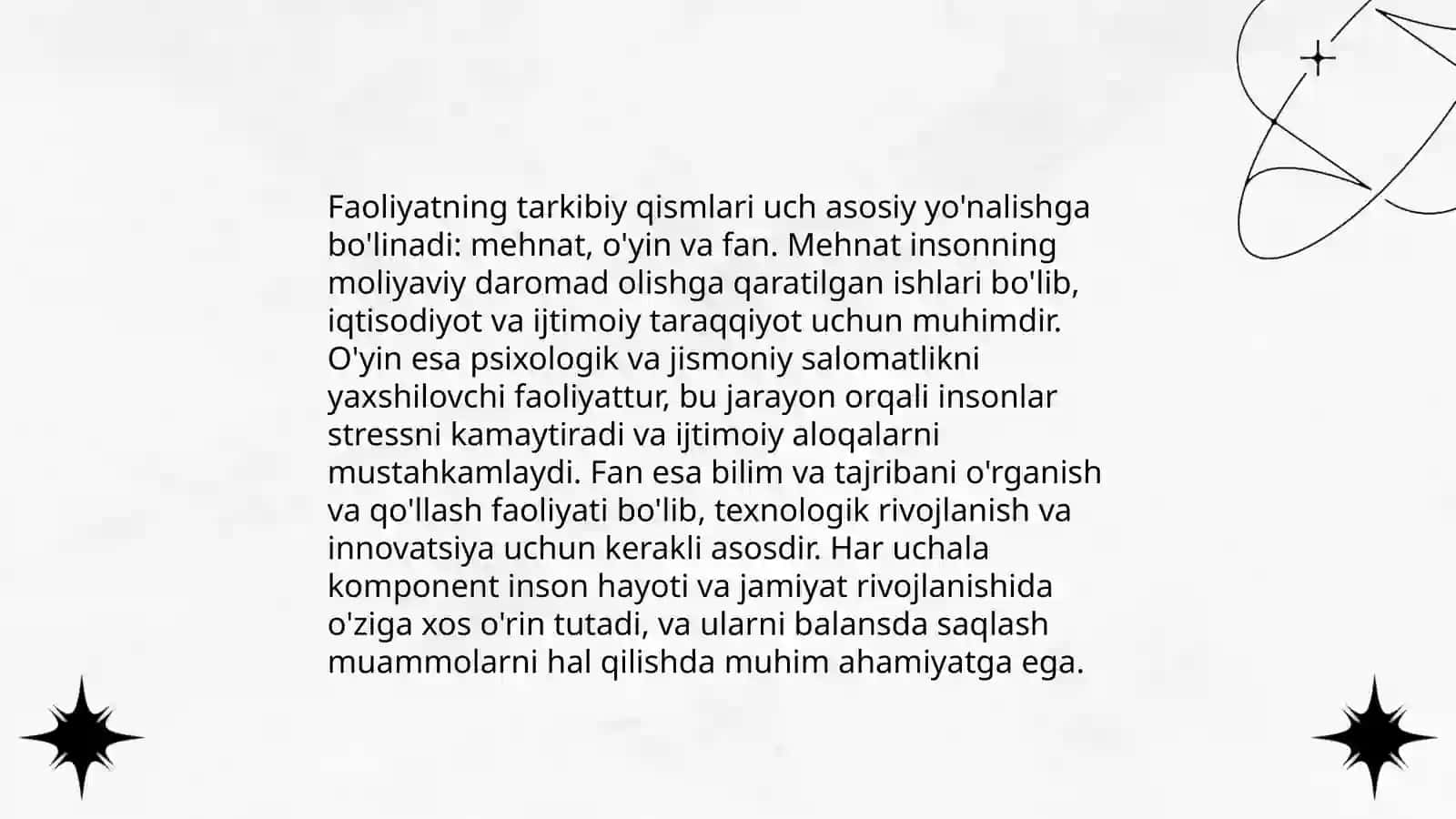 Inson faoliyatining tuzilishi vaqt uning turlari haqida 4