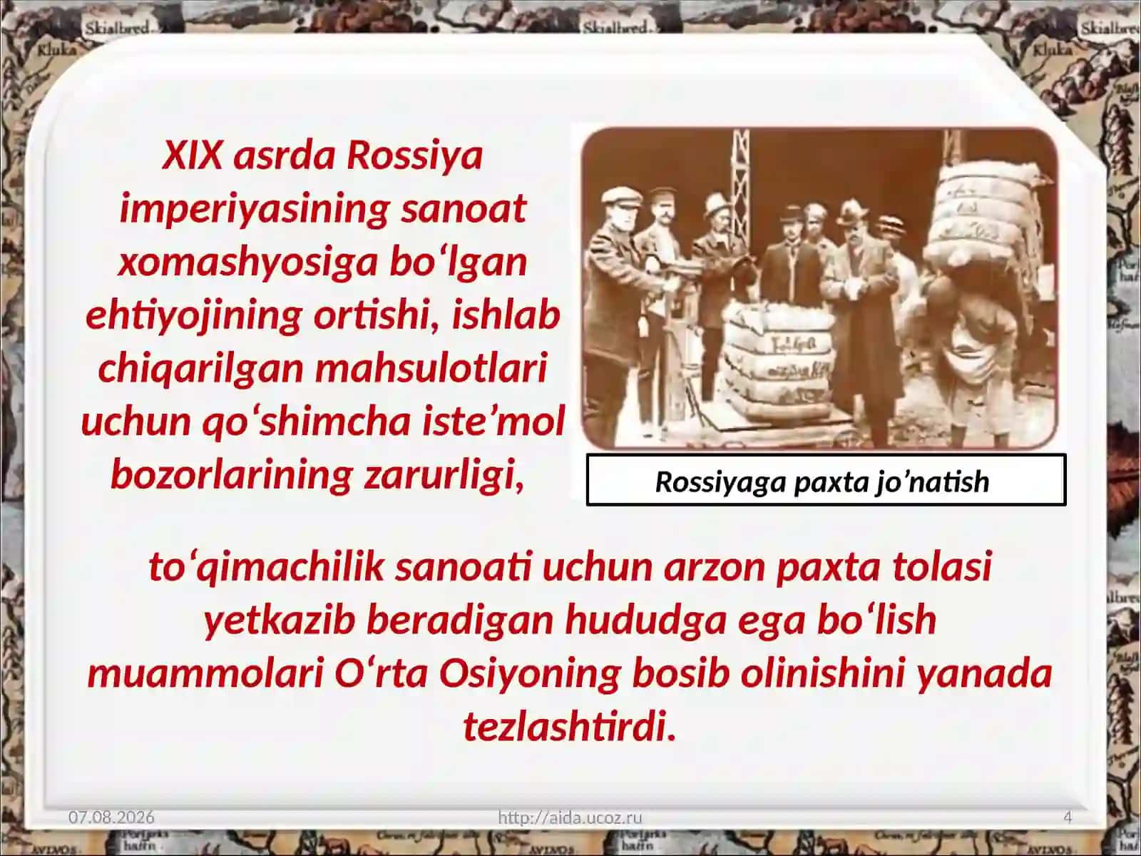 Rossiya imperiyasi tomonidan O‘rta Osiyoni bosib olish uchun istilochilik harakatlarining boshlanishi 4