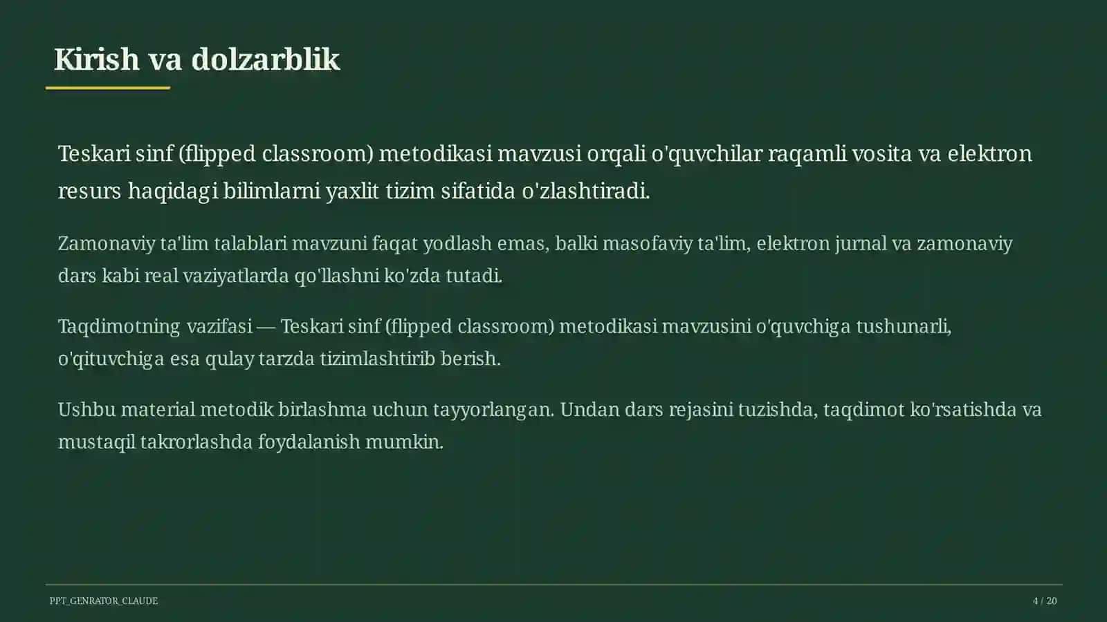 Teskari sinf (flipped classroom) metodikasi 4