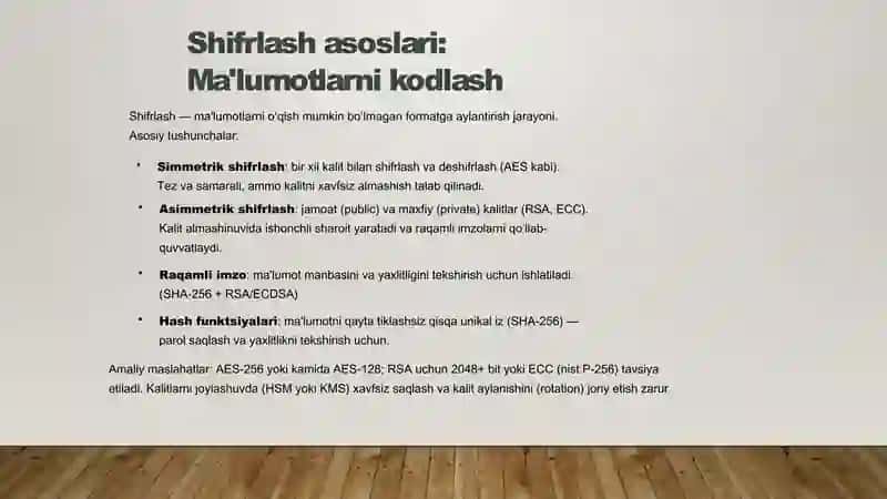 Ma'lumotlarni himoya qilish va xavfsiz uzatish usullari ppt slayd 4