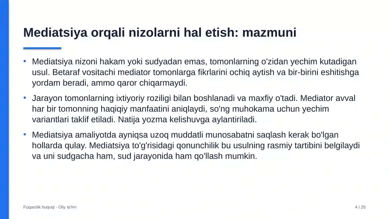 Mediatsiya orqali nizolarni hal etish: mohiyati 4