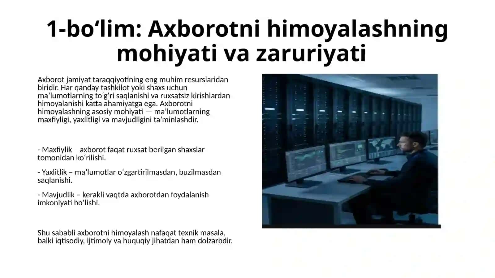 Axborotni himoyalashning mohiyati va zaruriyati 4