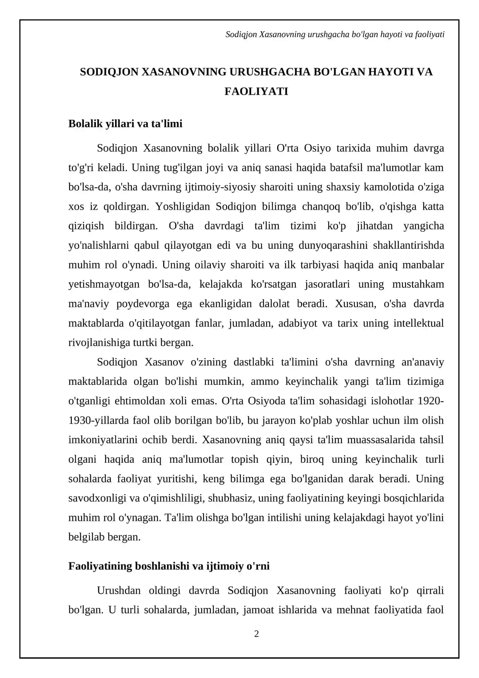 Ikkinchi jahon urushida qatnashgan Sodiqjon Xasanov xaqida malumot 4