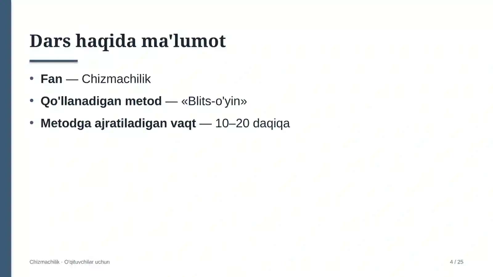 chizmachilik darslarida blits o'yin metodidan foydalanish 8871 4