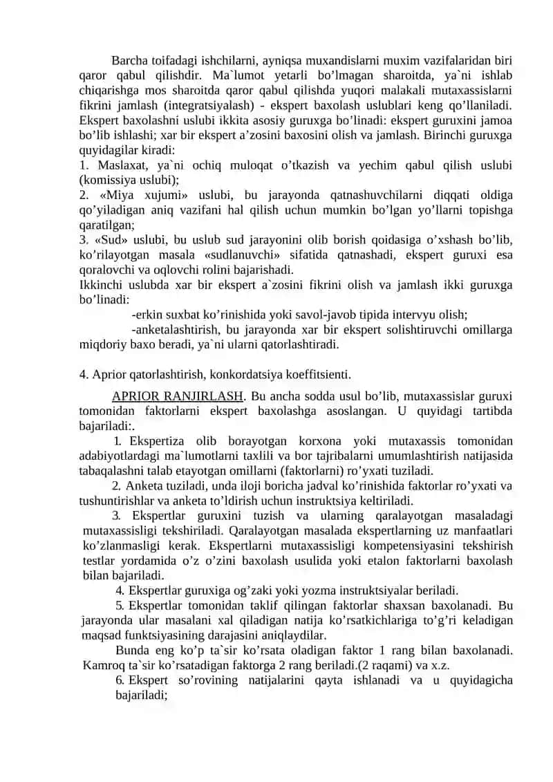 Ishlab chiqarishni boshqarishda qaror qabul qilish usullari va tasnifi 4