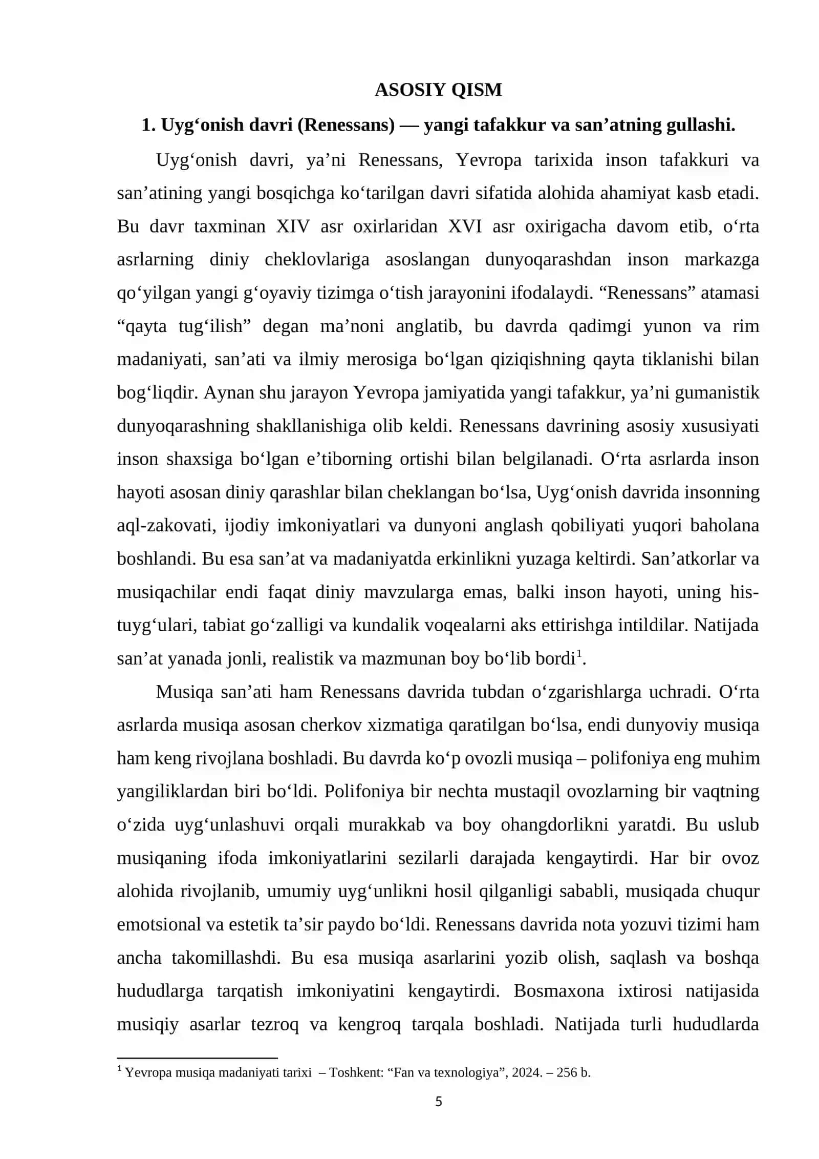 YEVROPA MUSIQA MADANIYATIDA UYG‘ONISH DAVRI (RENAESSANS) VA UNING O‘ZIGA XOSLIKLARI 4