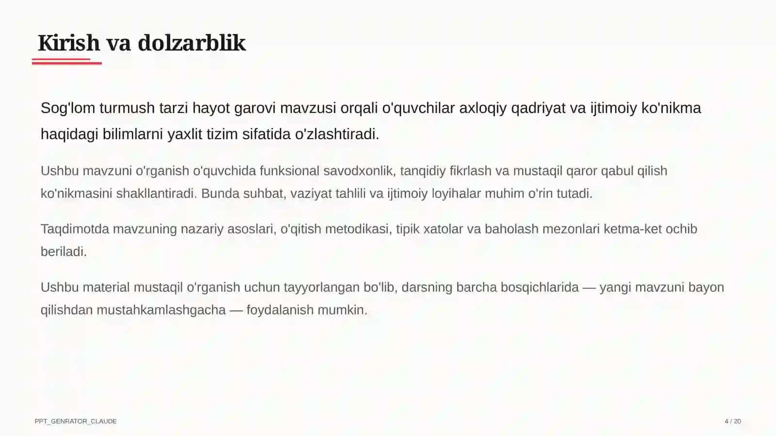 Sog'lom turmush tarzi hayot garovi (7-sinf) 4