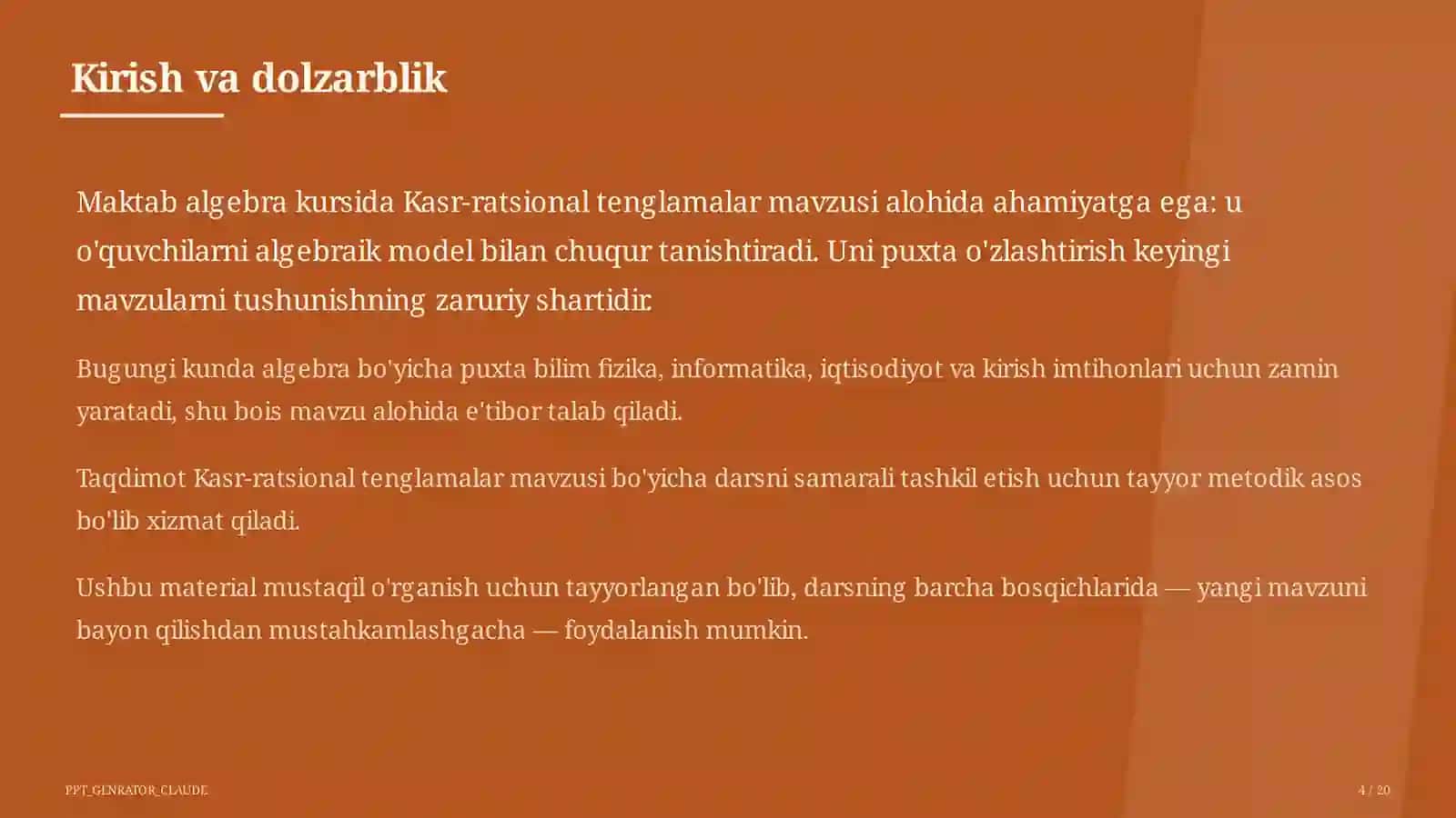 Kasr-ratsional tenglamalar (8-sinf) 4
