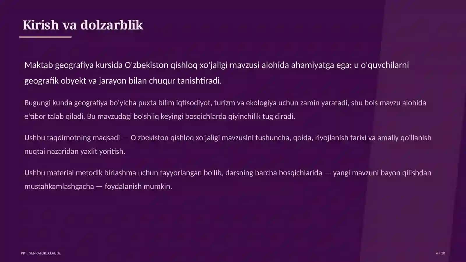 O'zbekiston qishloq xo'jaligi (9-sinf) 4