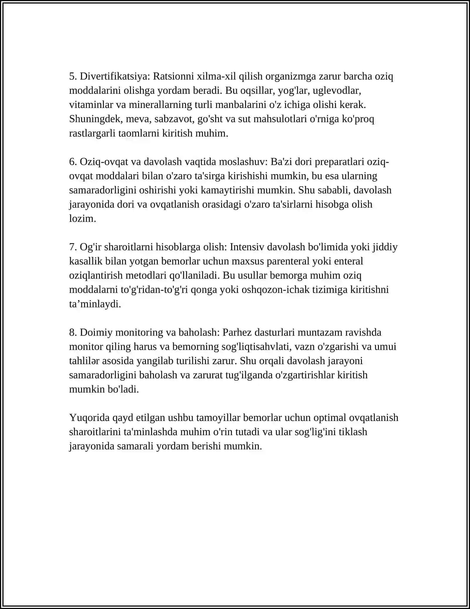 Bemorlarning ovqatlanishini tashkil qilish va uning gigiyenik nazorati 4