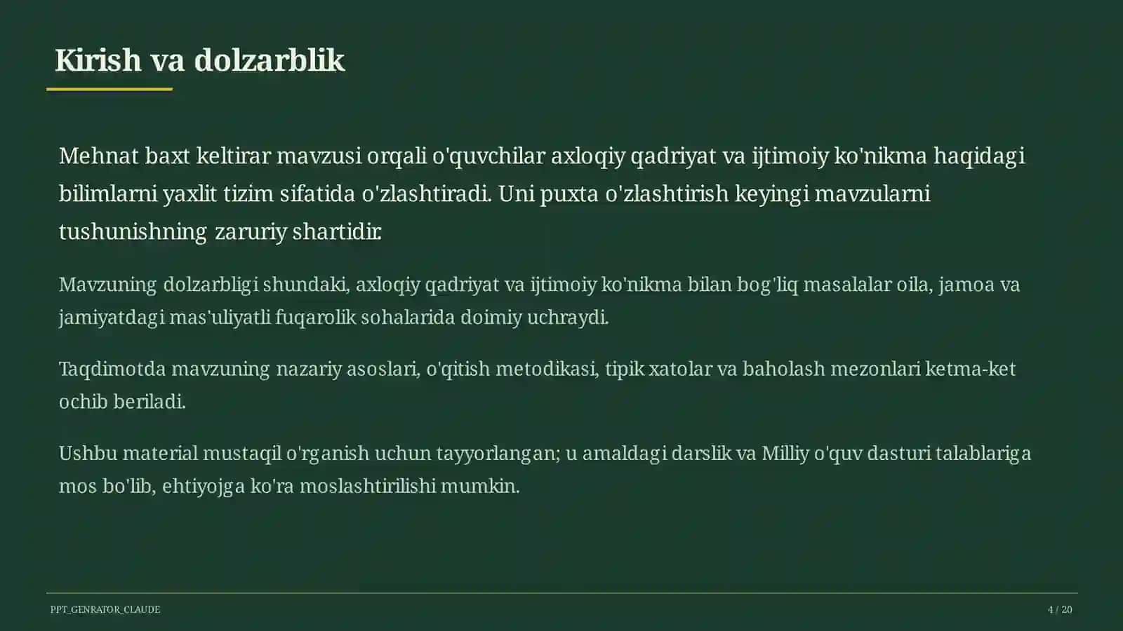 Mehnat baxt keltirar (3-sinf) 4