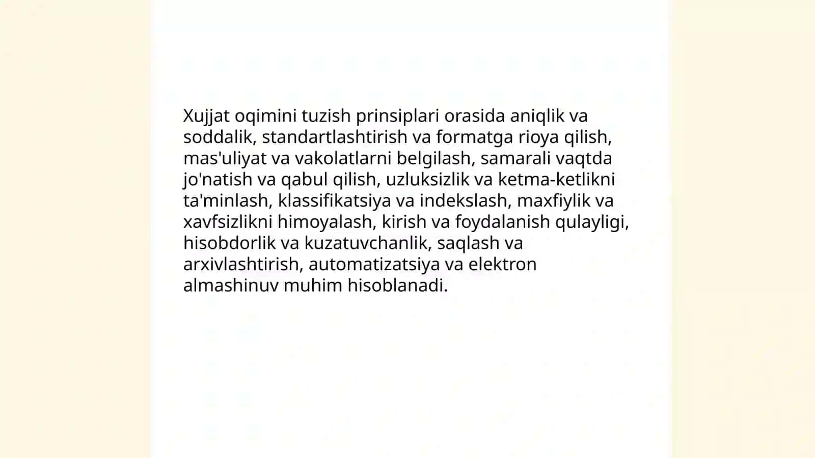 Asosiy xujjat oqimini tuzish belgilari 4