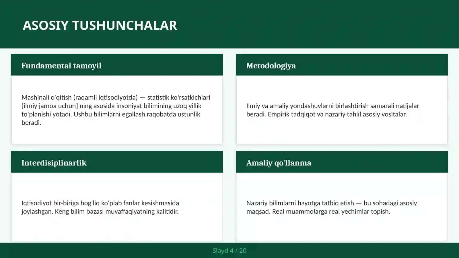 Mashinali O'qitish (Raqamli Iqtisodiyotda) — Statistik Ko'rsatkichlari [Ilmiy Jamoa Uchun] 4