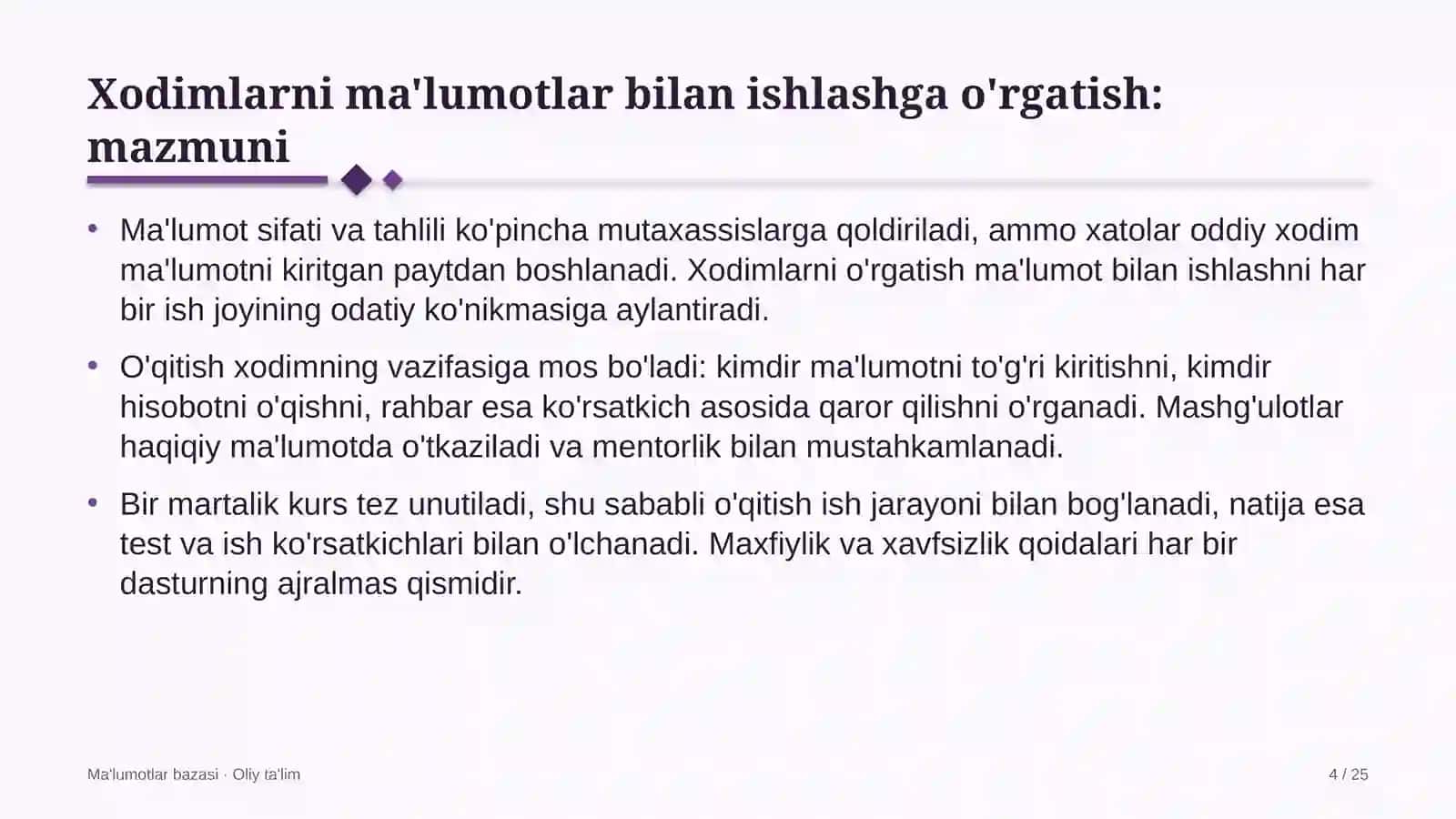 Madaniy-tarixiy turizmda xodimlarni ma'lumotlar bilan ishlashga o'rgatish 4