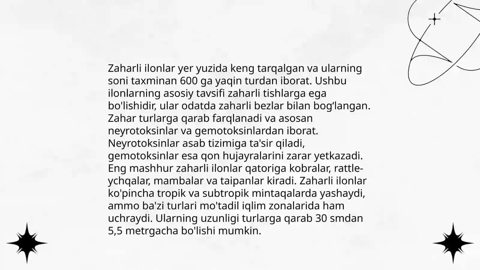 Oʻzbekistonda tarqalgan zaharli ilonlar va ularning zaharini xususiyatlari 4