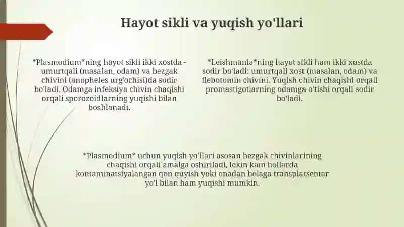 Sodda patogen jonivorlar,Bezgak,layshmanioz qo'zg'atuvchilari 4