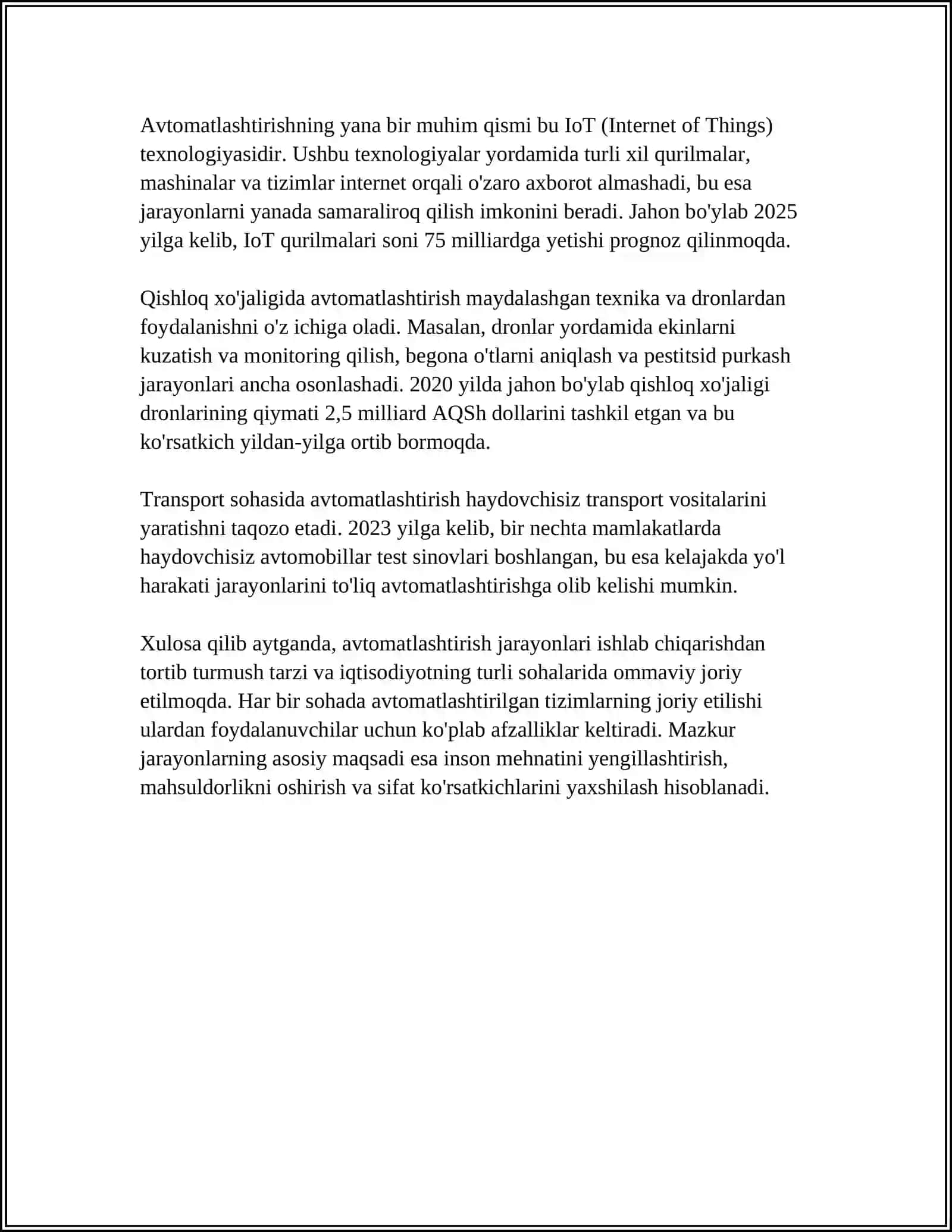 AVTOMATLASHTIRISHDA FOYDALANILADIGAN PAKETLARNING TASNIFI 4