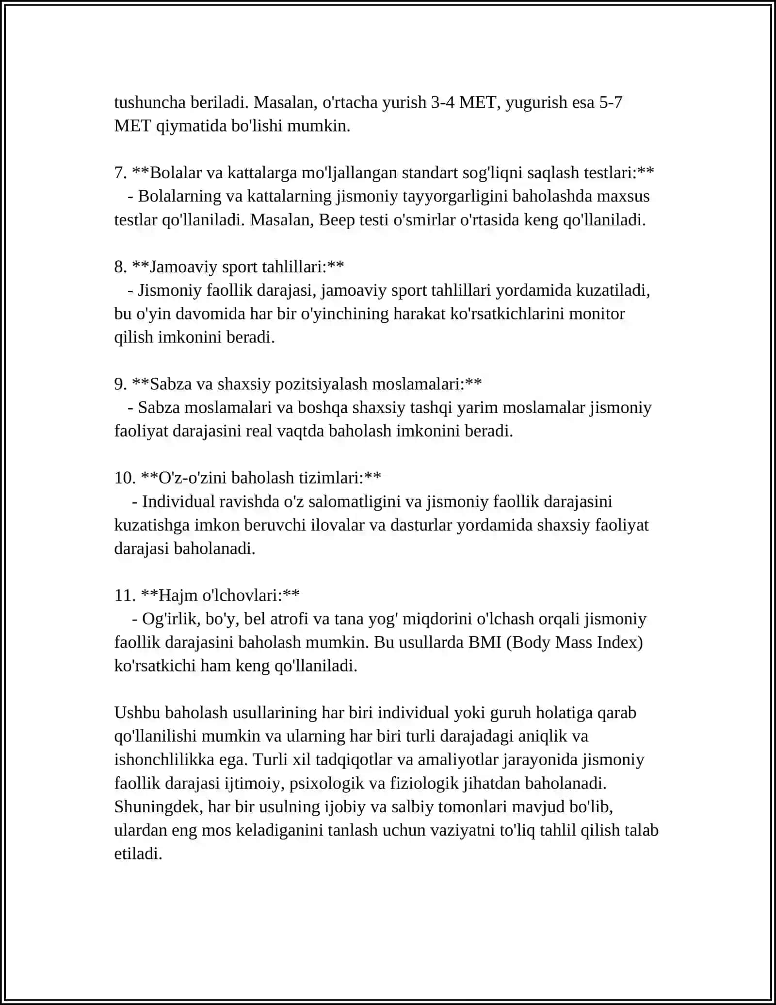 JISMONIY FAOLLIKNI VA SOGʻLIMLIKNI BAXOLASH USULLARI 4