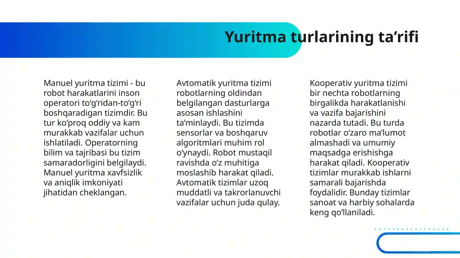 ROBOTLARNING YURITMALARI 4