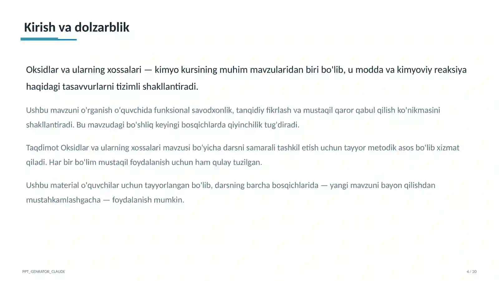 Oksidlar va ularning xossalari (8-sinf) 4