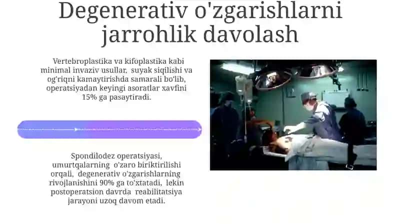 Umurtqa pog'onasi Patologiyalarini operativ davolash usullari. Klinik Anatomiya 4