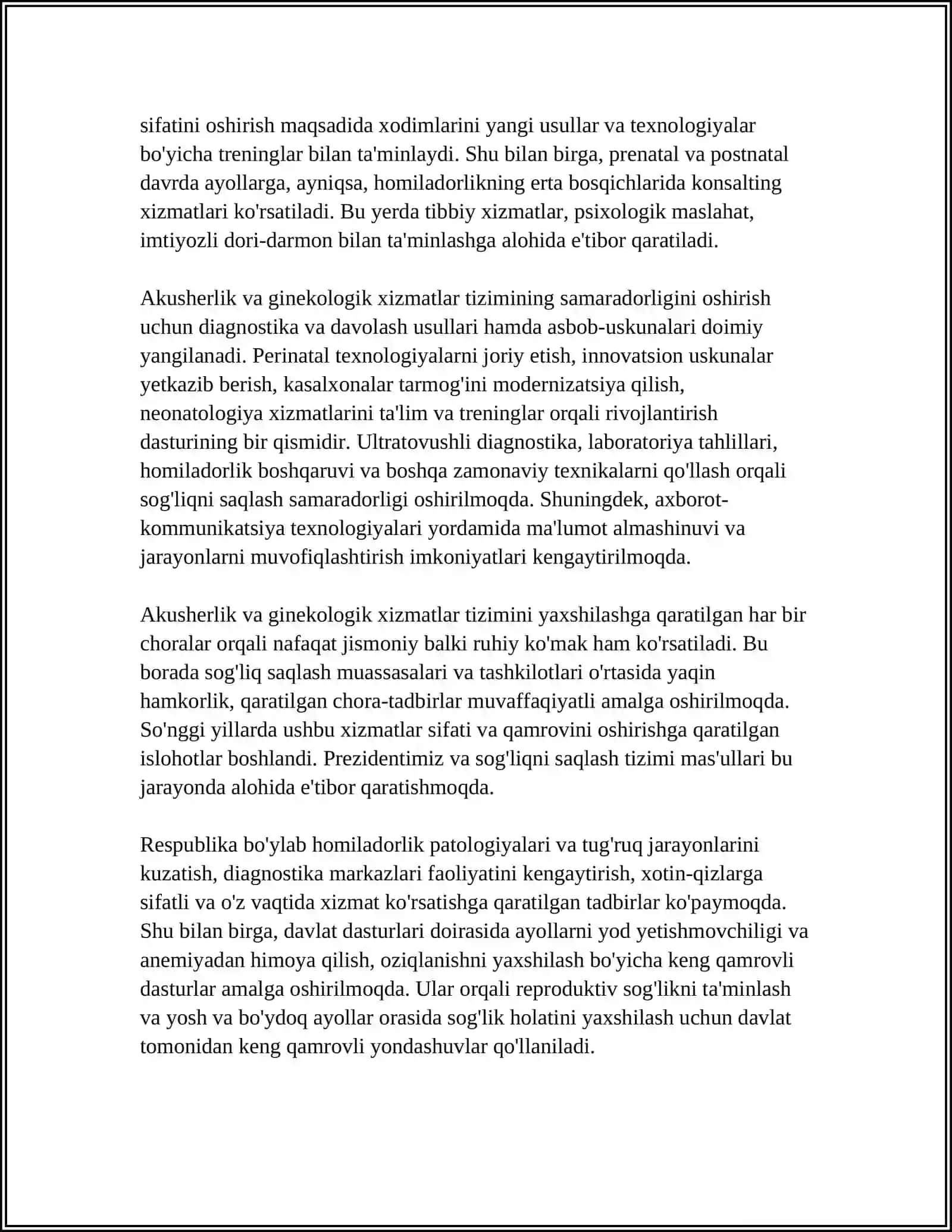 Akusherlik va ginekologik yordamni uyushtirish 4