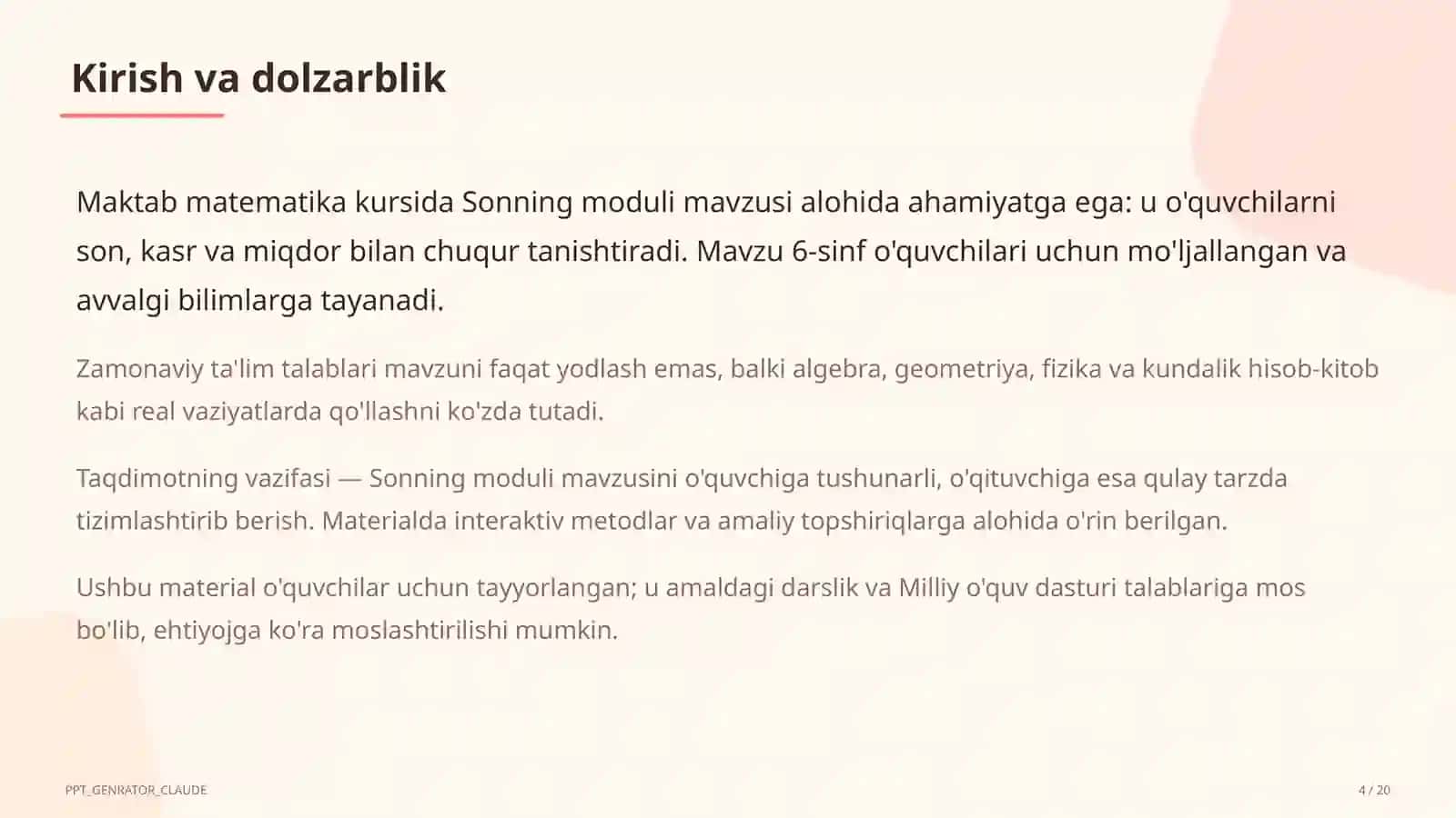 Sonning moduli (6-sinf) 4