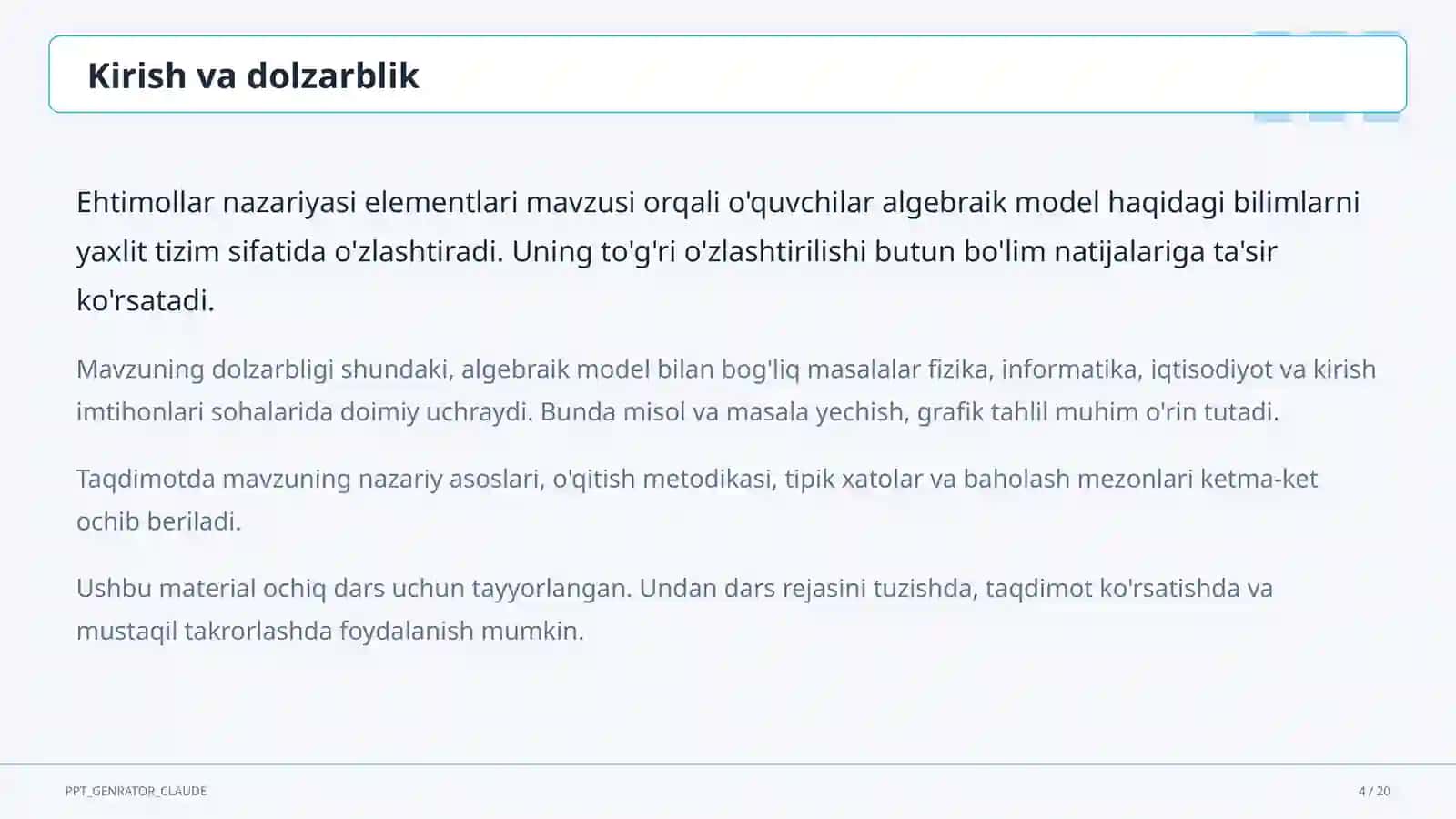 Ehtimollar nazariyasi elementlari (9-sinf) 4