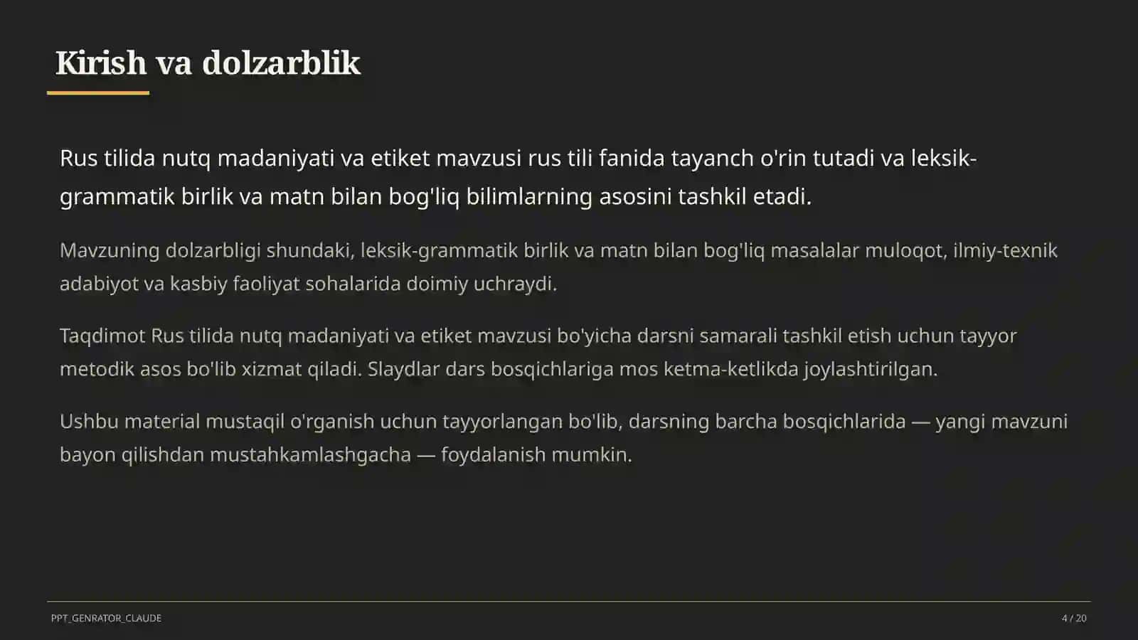 Rus tilida nutq madaniyati va etiket (11-sinf) 4